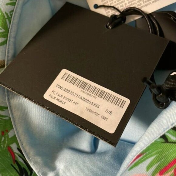 Palm Angels bucket Hat baby blue with palm print - Picture 2 of 4